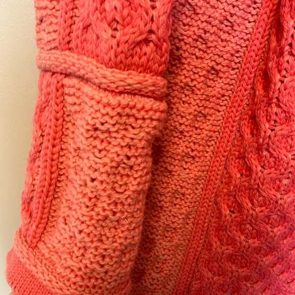 Aran Crafs Pink Knit Cardigan Made in Ireland 100% Merino wool - Picture 6 of 7